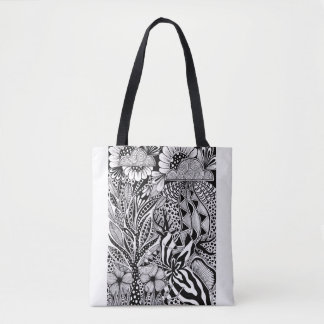 Bolso De Tela What’s Next? – Black and White Surreal Hand-Drawn 