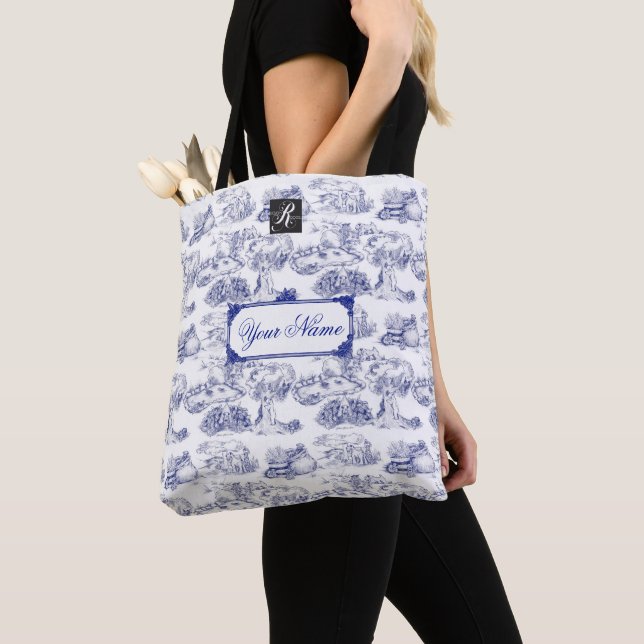 Bolso De Tela WHEATEN Terrier Blue Toile con nombre personalizad (Detalle)