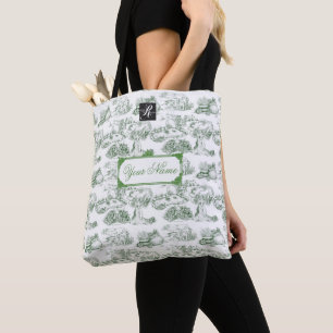 Bolso De Tela WHEATEN Terrier Toile Verde con nombre personaliza