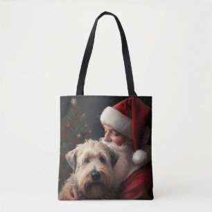 Bolso De Tela Wheaton Terrier con Santa Claus Navideño