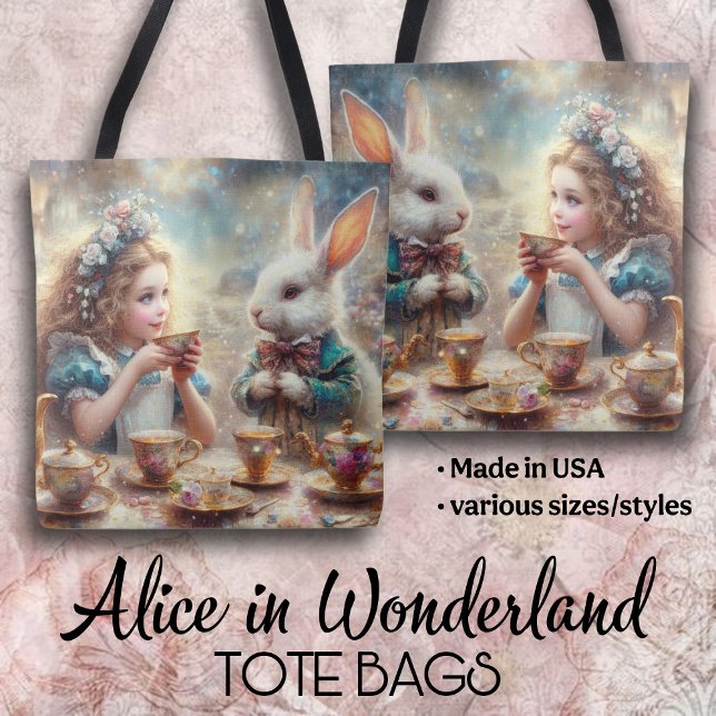 Bolso De Tela Whimsical Alice and Rabbit Tea Time (Subido por el creador)