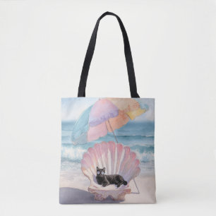 Bolso De Tela Whimsical Black Cat Beach Tote