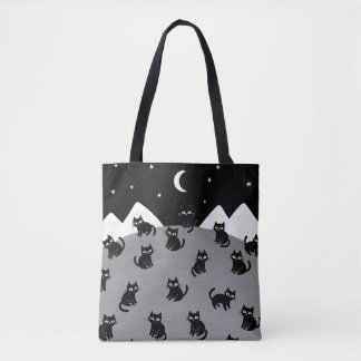 Bolso De Tela Whimsical Black Cat Night Tote Bag
