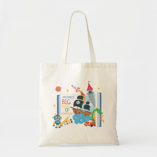 Bolso De Tela Whimsical Boy Library Book Tote Bag (Frente)