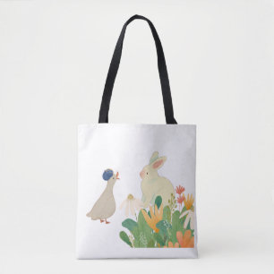 Bolso De Tela Whimsical Bunny & Bird in Bloom - Cuidada Primaver
