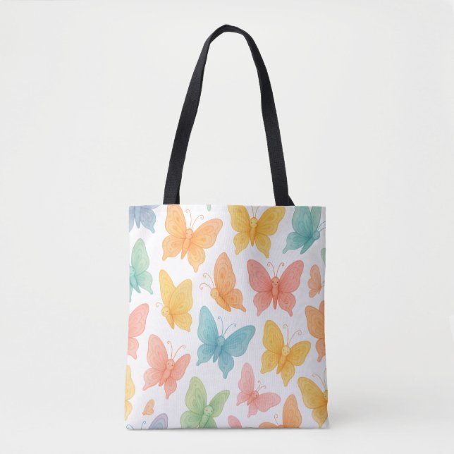Bolso De Tela "Whimsical Butterflies" Tote (Anverso)