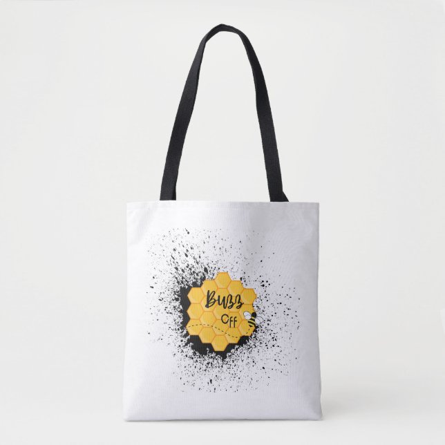 Bolso De Tela Whimsical "Buzz Off" Bee Tote Bag (Anverso)
