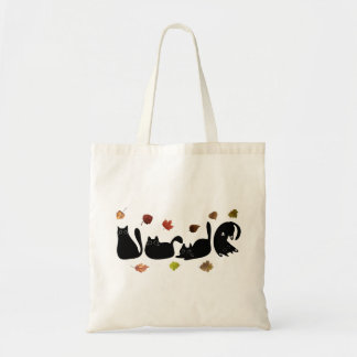 Bolso De Tela Whimsical Cat Line Art with Autumn Leaves
