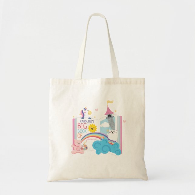 Bolso De Tela Whimsical Chica Biblioteca Libro Tote Bag (Frente)