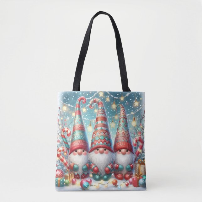 Bolso De Tela Whimsical Christmas Gnome Tote Bag (Anverso)