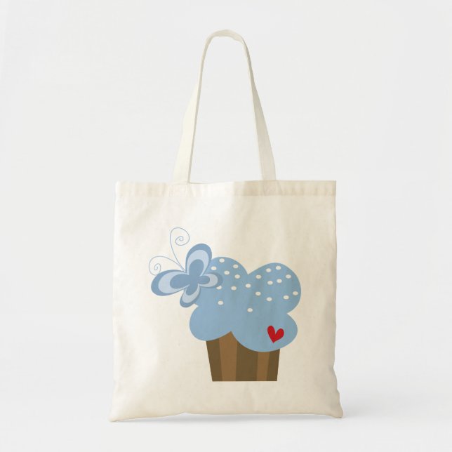 Bolso De Tela Whimsical Cupcakes Tree Butterflies Dulce Cumpleañ (Frente)