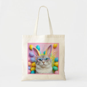 Bolso De Tela Whimsical Easter Cat con las orejas de los conejit