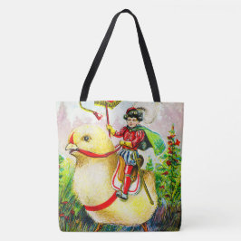 Bolso De Tela Whimsical Easter Greetings: Sobre el polluelo giga
