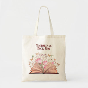 Bolso De Tela Whimsical Floral Butterflies Library