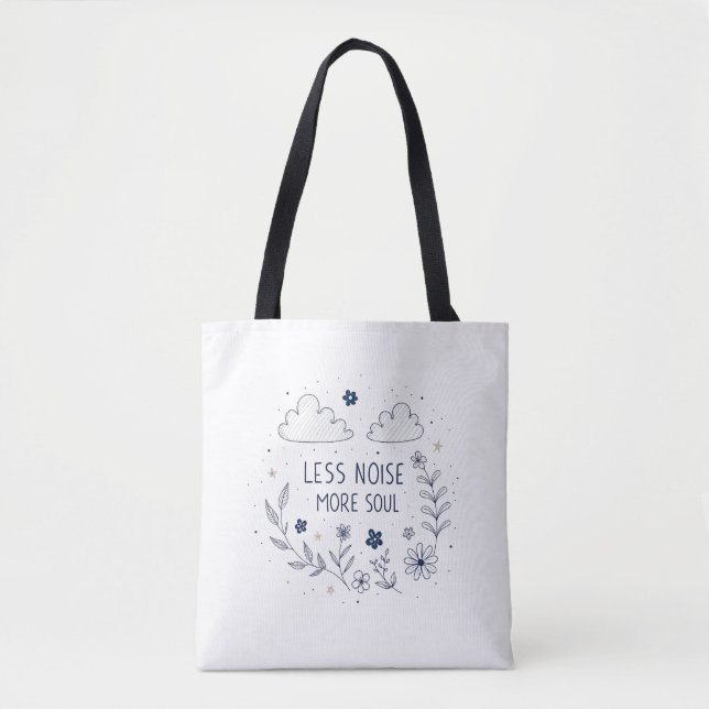 Bolso De Tela Whimsical Floral Soul Quote Line Art (Anverso)