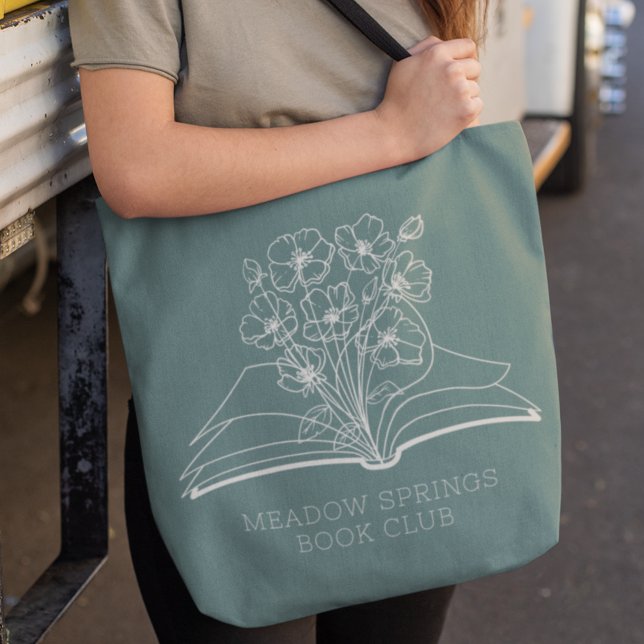 Bolso De Tela Whimsical Flower Bouquet Personalizado Book Club (Subido por el creador)