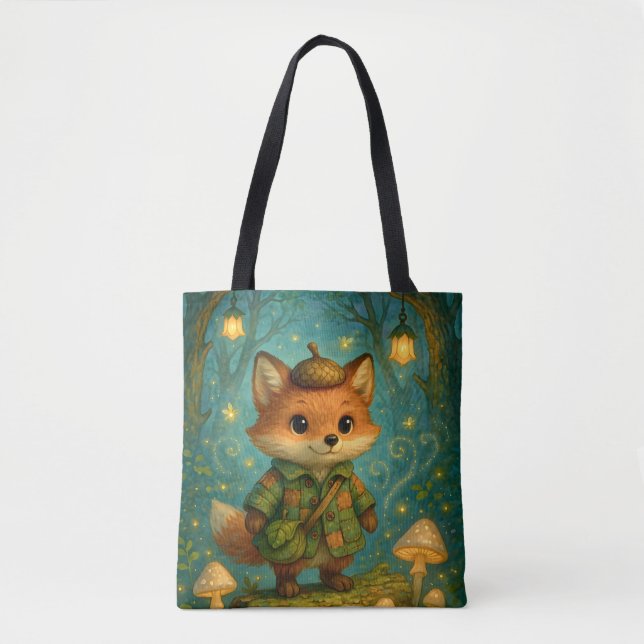 Bolso De Tela Whimsical Fox Explorer Art Tote Bag (Anverso)