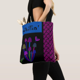 Bolso De Tela Whimsical Frog n' Mushrooms "Chillin"