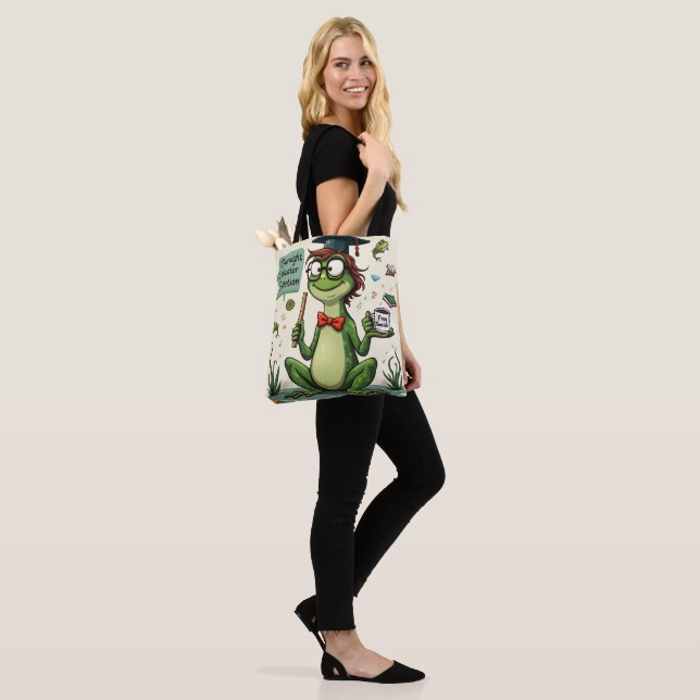 Bolso De Tela Whimsical Frog Teacher | Overnight Educator  (Puesto)