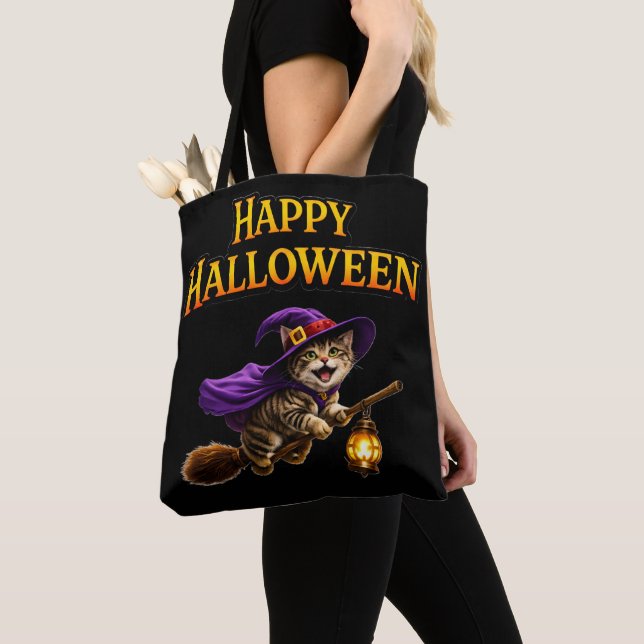 Bolso De Tela Whimsical happy Halloween tote bag carry your trea (Detalle)