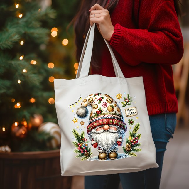 Bolso De Tela Whimsical Happy Holidays Gnome (Subido por el creador)