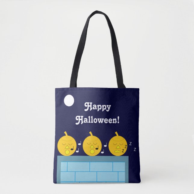 Bolso De Tela Whimsical Jack-o'-Lanterns: (Anverso)