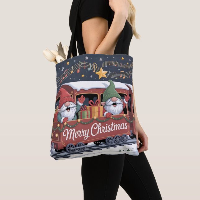 Bolso De Tela Whimsical Jolly Gnomes Musical Express (Detalle)