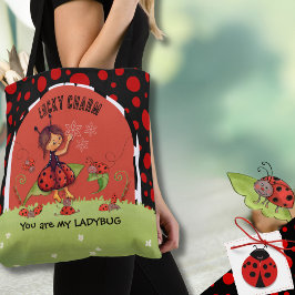 Bolso De Tela Whimsical Ladybug Garden "Lucky Charm" Wrap-Around