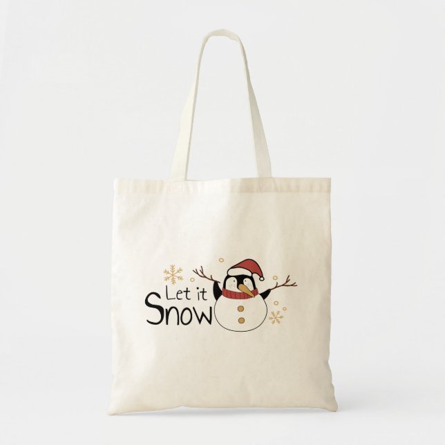 Bolso De Tela Whimsical Let It Snow Penguin Snowman | NAVIDADES (Frente)