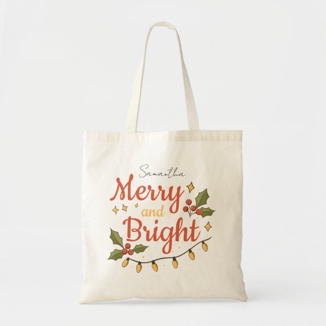 Bolso De Tela Whimsical Modern Christmas Holiday Tote Bag (Frente)