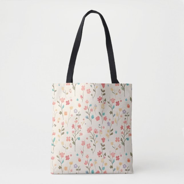 Bolso De Tela Whimsical Pastel Wildflower Meadow (Anverso)