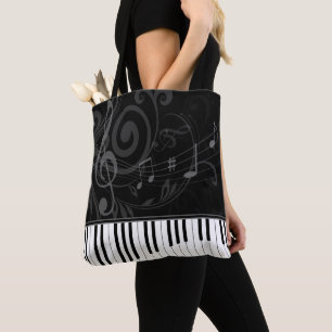 Bolso De Tela Whimsical Piano and Musical Notes