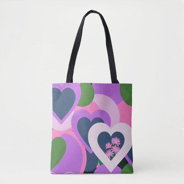 Bolso De Tela Whimsical Purple Heart Art Tote (Anverso)