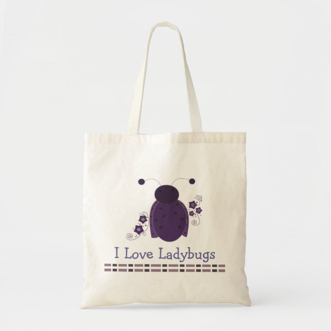 Bolso De Tela Whimsical Purple Ladybug (Frente)