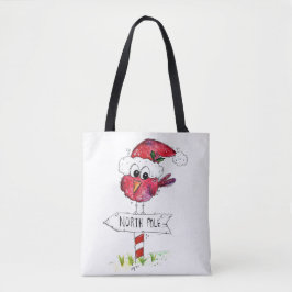 Bolso De Tela Whimsical Red Navidad Bird