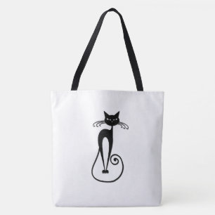 Bolso De Tela Whimsical Skinny Black Cat