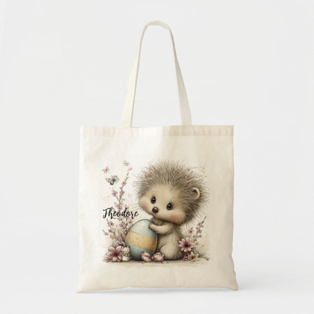 Bolso De Tela Whimsical Spring Hedgehog Illustration (Frente)