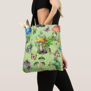 Bolso De Tela Whimsical Watercolor Mushroom Garden