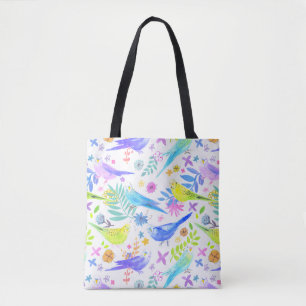 Bolso De Tela Whimsical Watercolour Budgie Parakeets