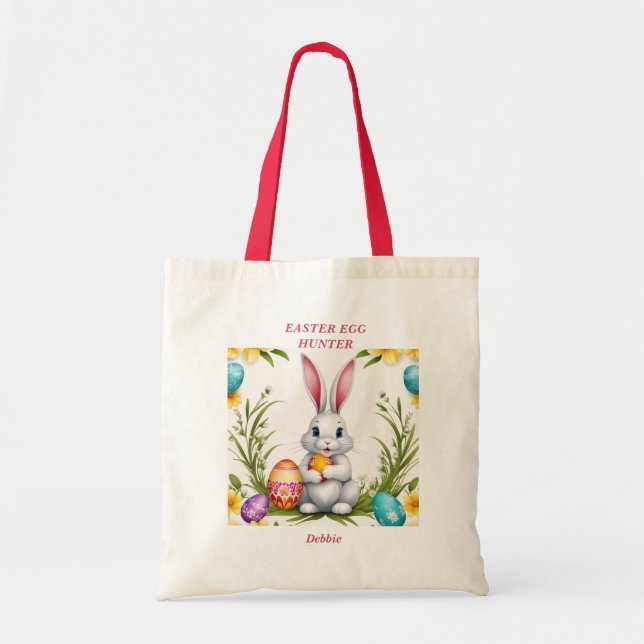 Bolso De Tela Whimsical White Easter Bunny (Frente)