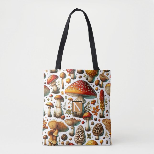 Bolso De Tela Whimsical Wild Mushrooms (Anverso)