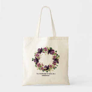 Bolso De Tela Whimsical Wildflower Floral Floral Wreath Tote