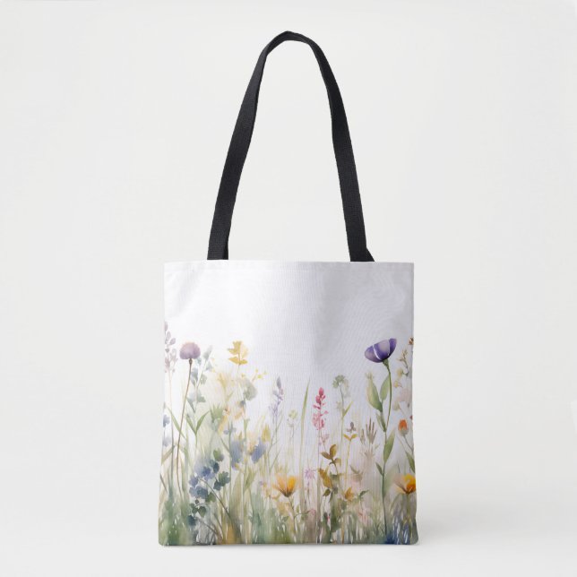 Bolso De Tela Whimsical Wildflower Meadow para los entusiastas d (Anverso)