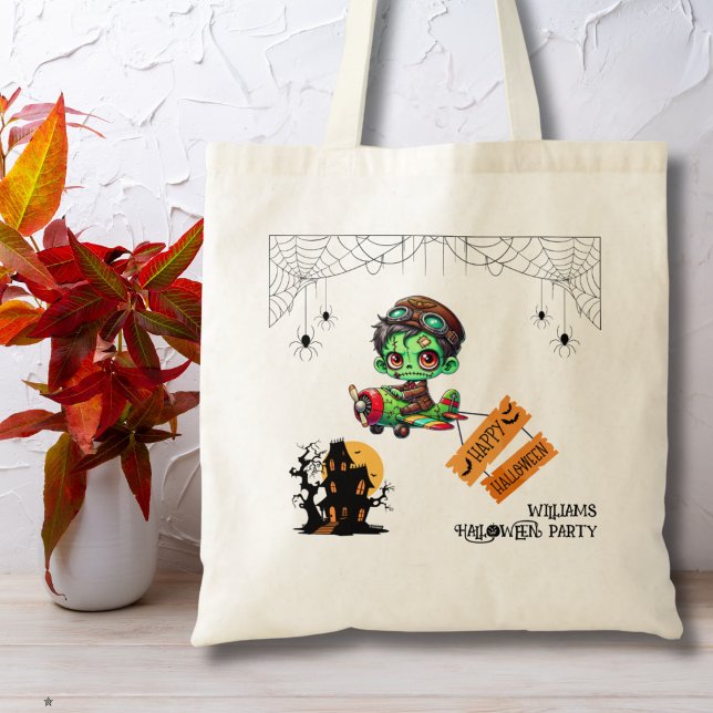 Bolso De Tela Whimsical Zombie Pilot Airplane Kids Halloween (Subido por el creador)