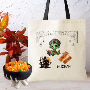 Bolso De Tela Whimsical Zombie Pilot Airplane Kids Halloween