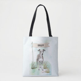 Bolso De Tela Whippet Watercolor Personalized Dog
