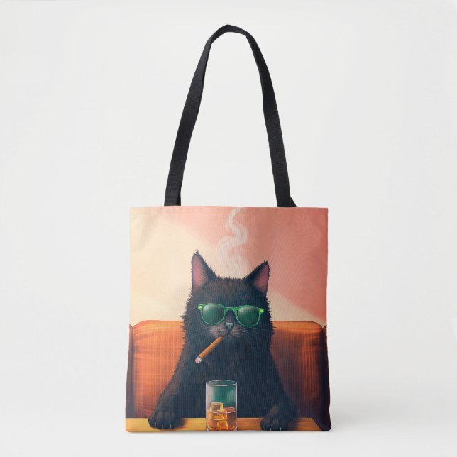 Bolso De Tela Whiskey de última hora para beber gato (Anverso)