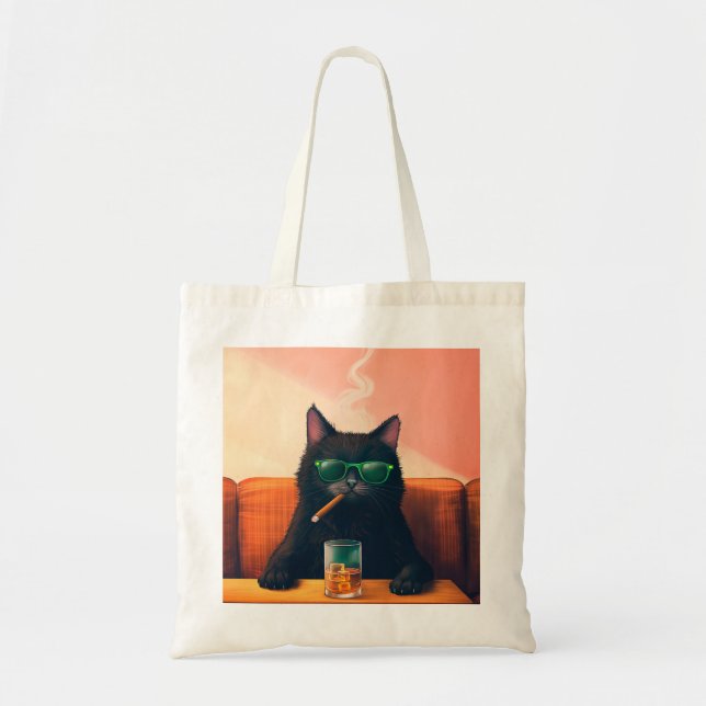 Bolso De Tela Whiskey de última hora para beber gato (Frente)