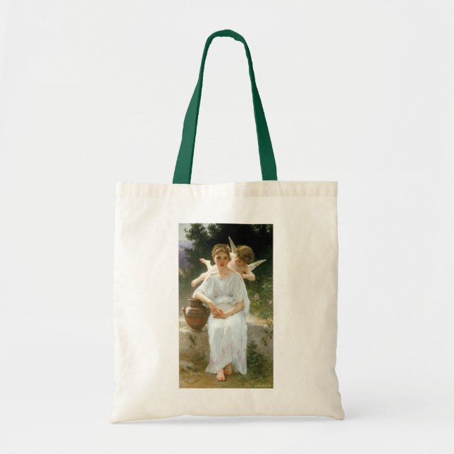 Bolso De Tela Whisperings of Love, First Reverie by Bouguereau (Frente)