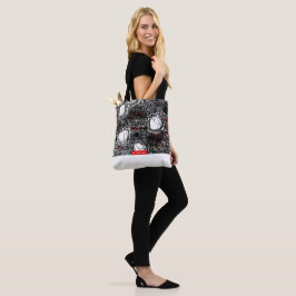 Bolso De Tela White&Black Scribble Tragetaschen Mit Langen Träge